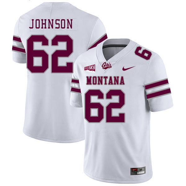 Montana Grizzlies #62 Everett Johnson College Football Jerseys Stitched Sale-White